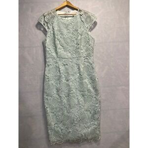 Ted Baker London Womens Size 5 Dress Sleeveless Lace Aqua Floral Elegant